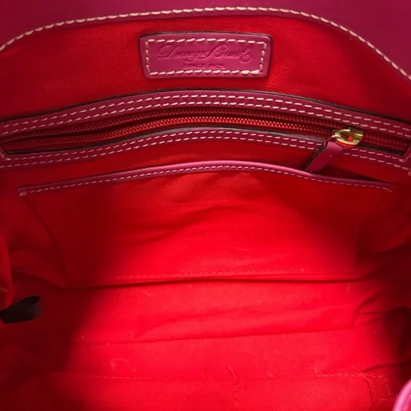 Dooney & Bourke Solid Hot Pink Leather Satchel Handbag - Picture 6 of 9